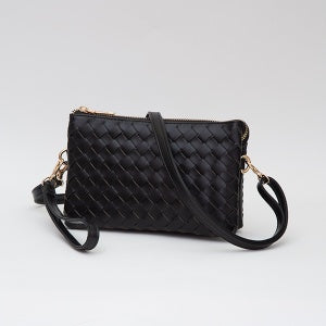 Leatherette Woven Crossbody Bag
