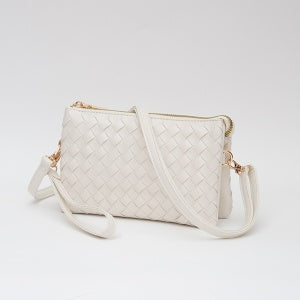 Leatherette Woven Crossbody Bag