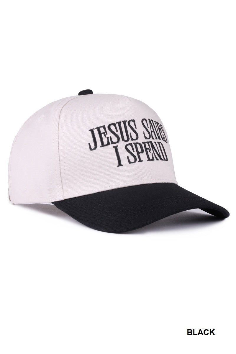 Jesus Saves I Spend Canvas Trucker Hat