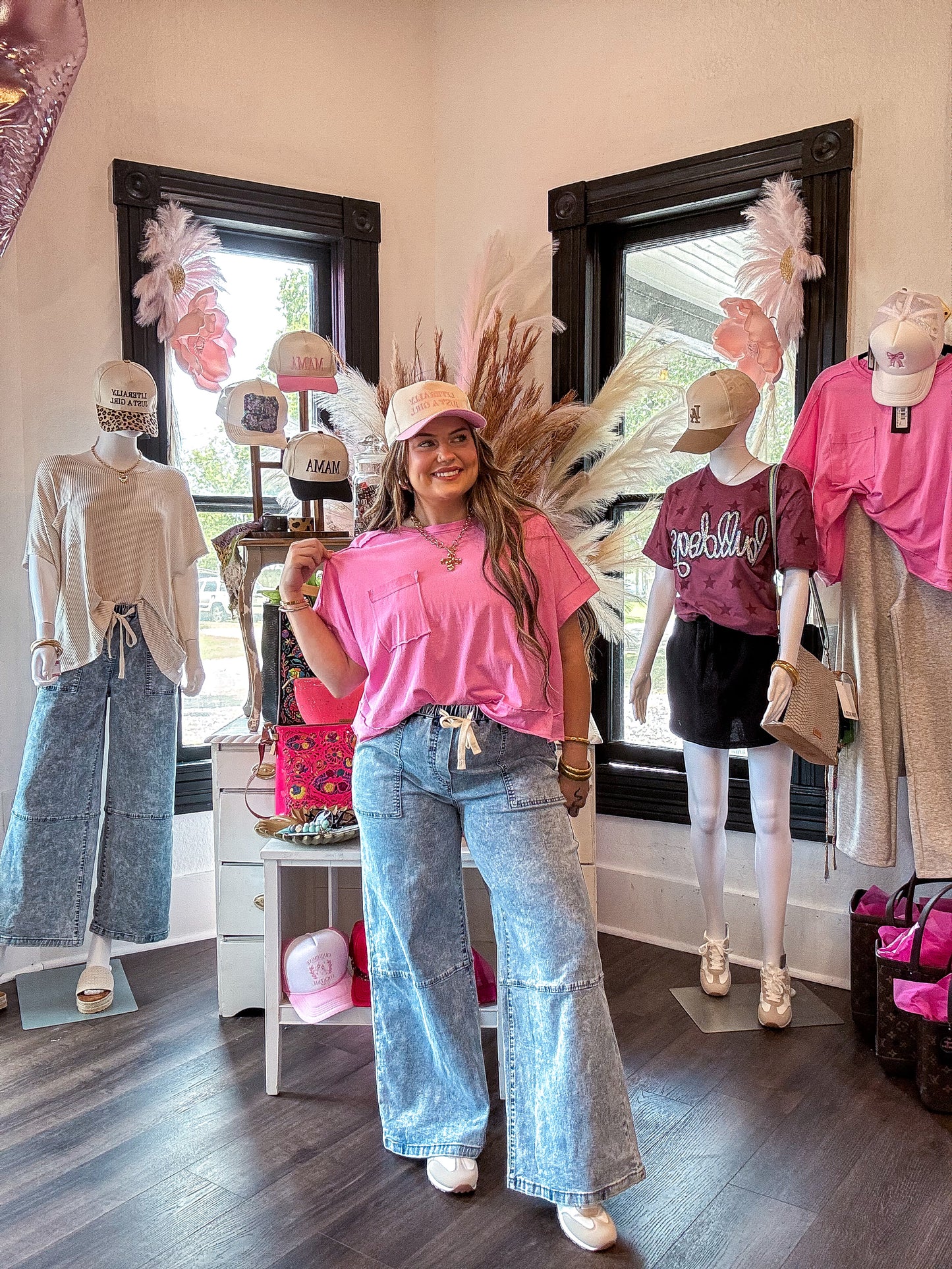 Ashleigh Blue Acid Wash Exposed Seam Drawstring Elastic Waistband Jeans