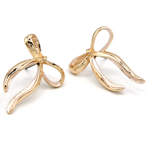 Modern Ribbon Gold Accent Earrings