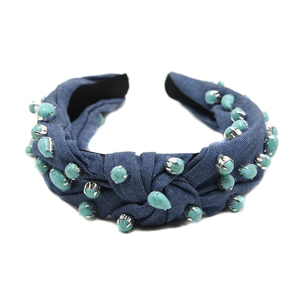 Story Navajo Turquoise Stone Denim Headband