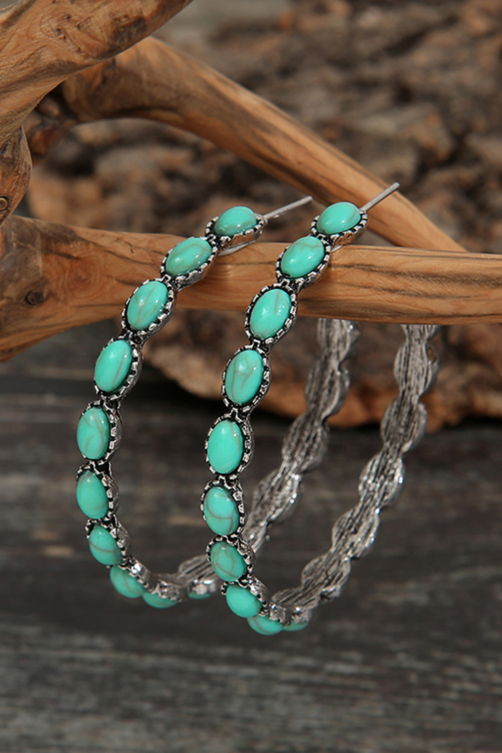 Sky Blue Gem Retro C-shape Earrings