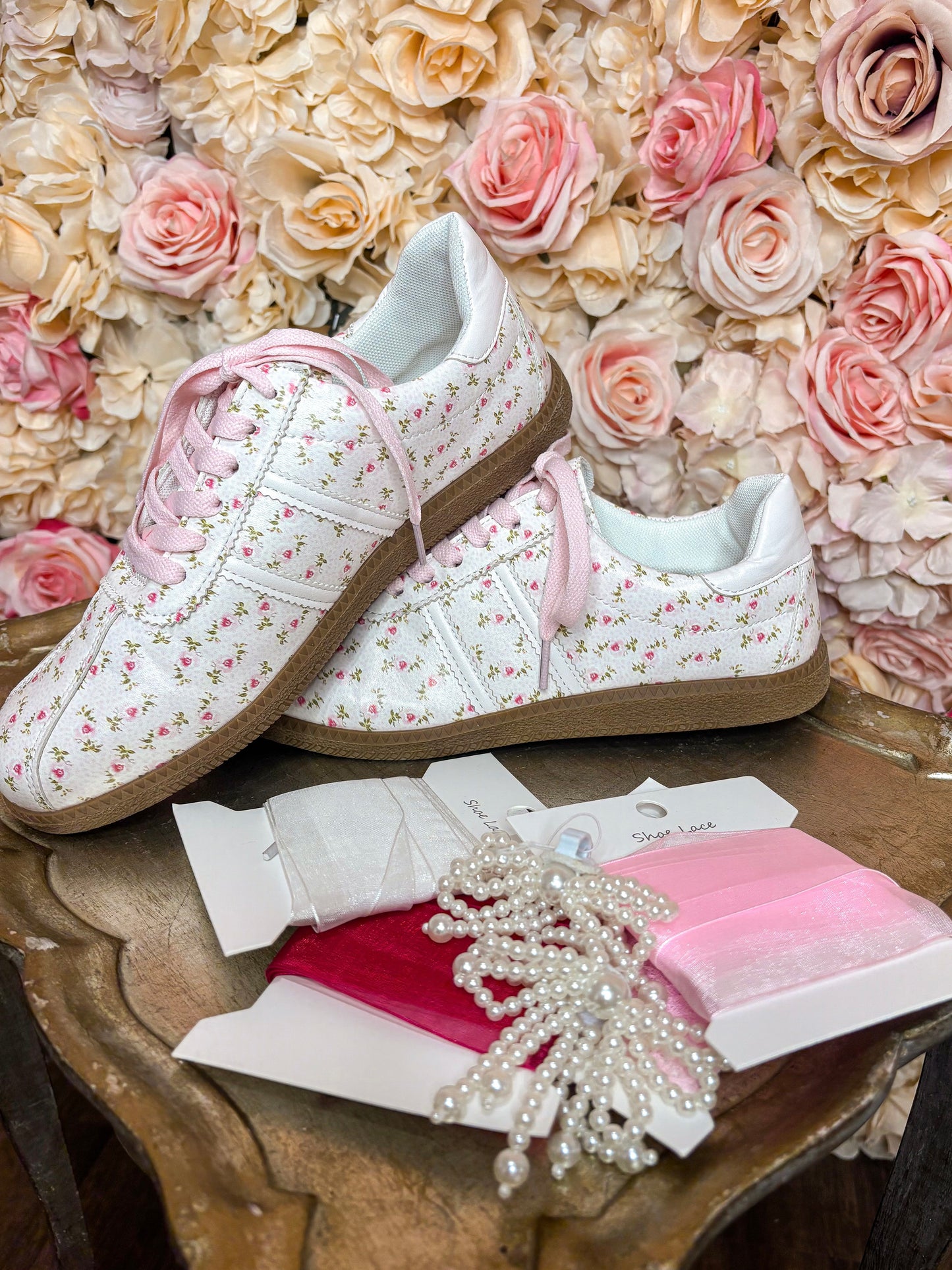 Light Pink Floral Sneakers