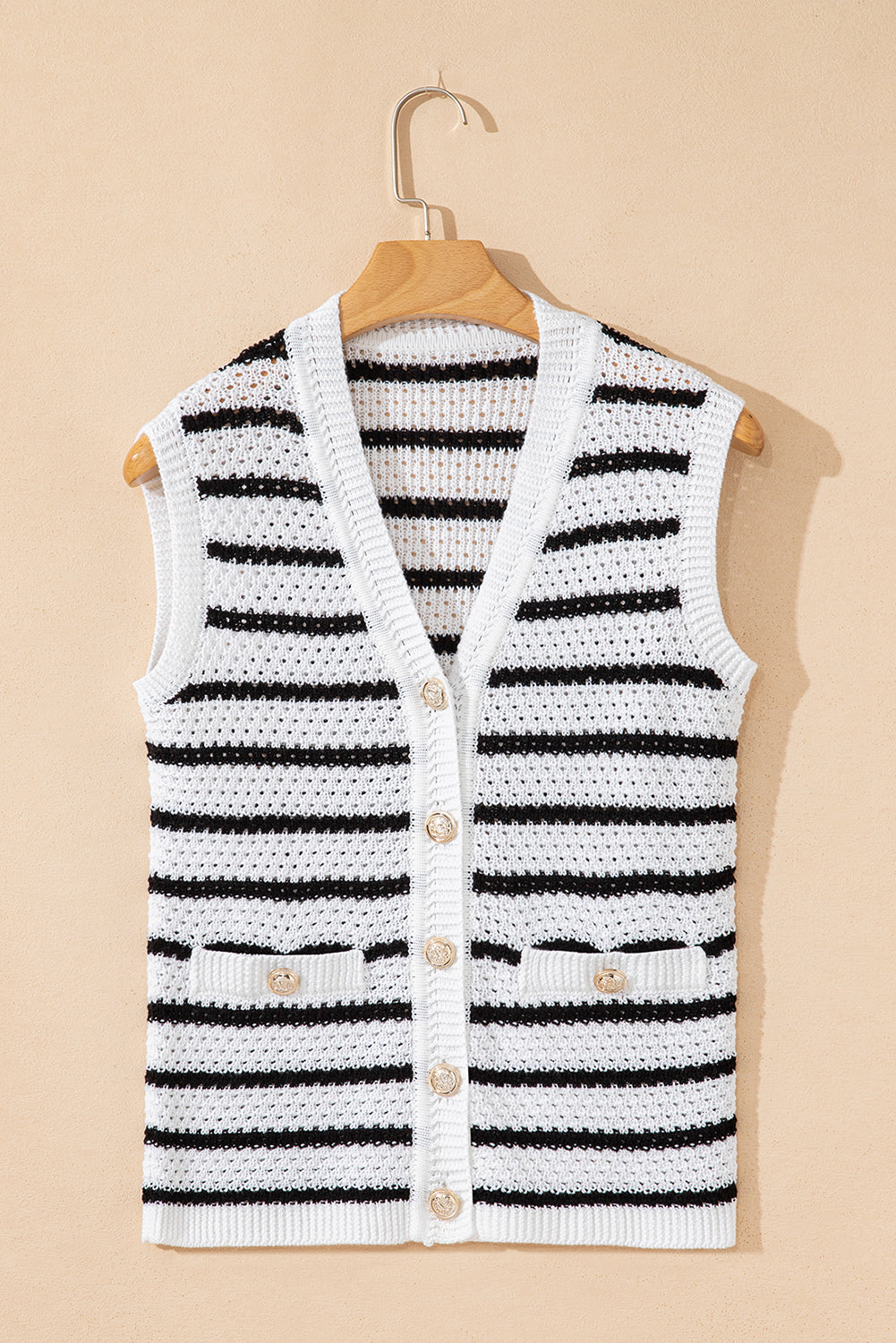 Black Stripe V Neck Sweater Vest