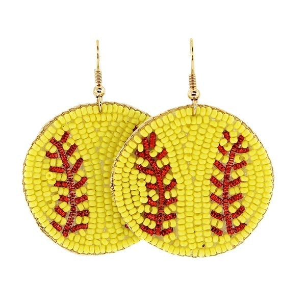 Beaded Softball Earrings