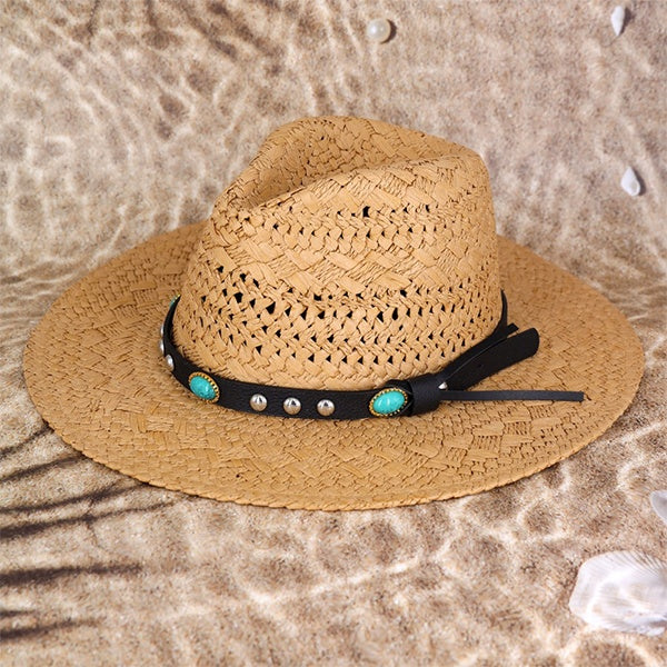 Styline Navajo Stone Band Sun Hat Topaz