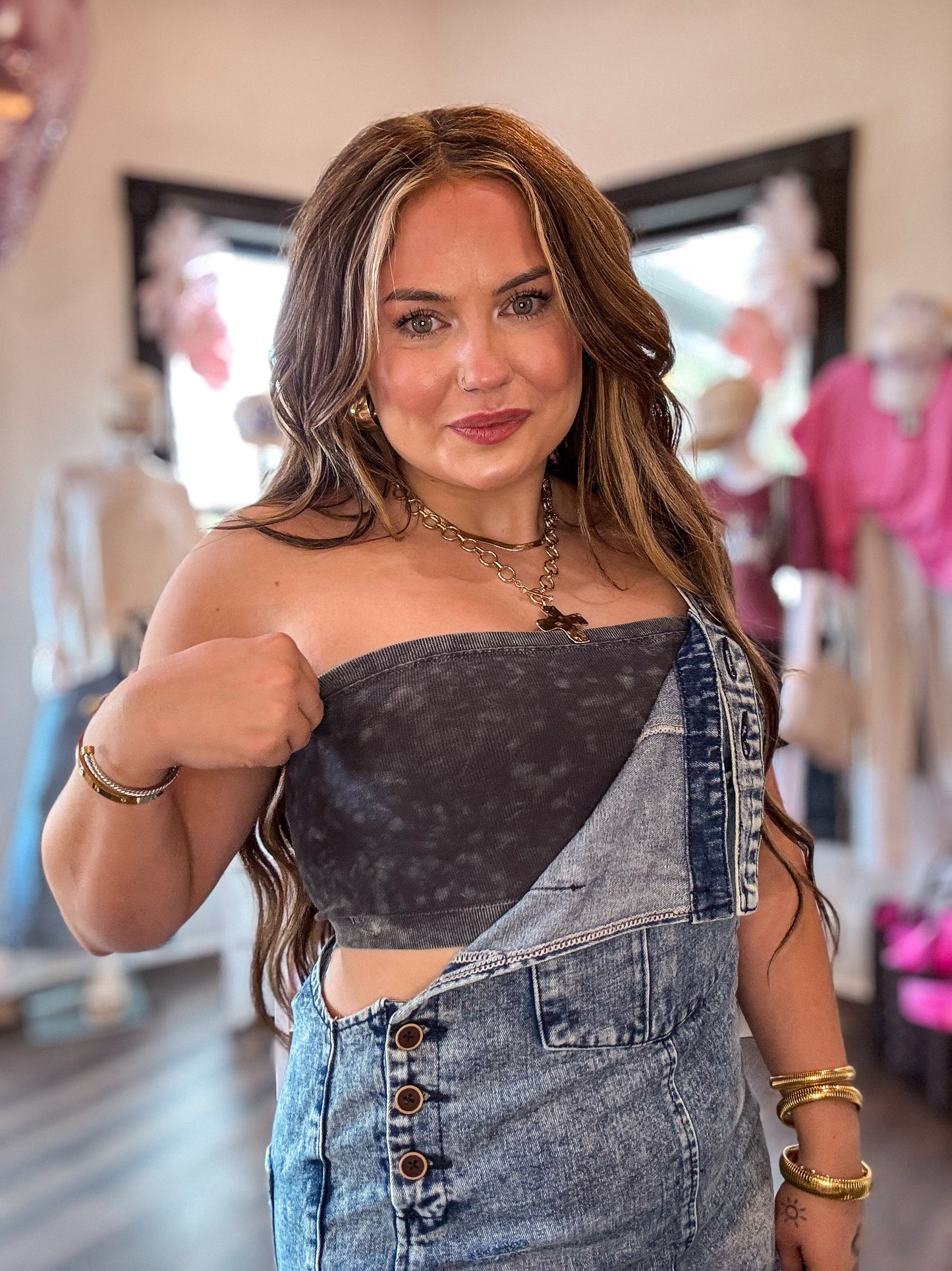 Washed Ribbed Seamless Tube Top