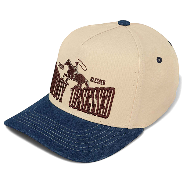 C.C. Cowboy Obsessed Embroidered Trucker Cap Denim