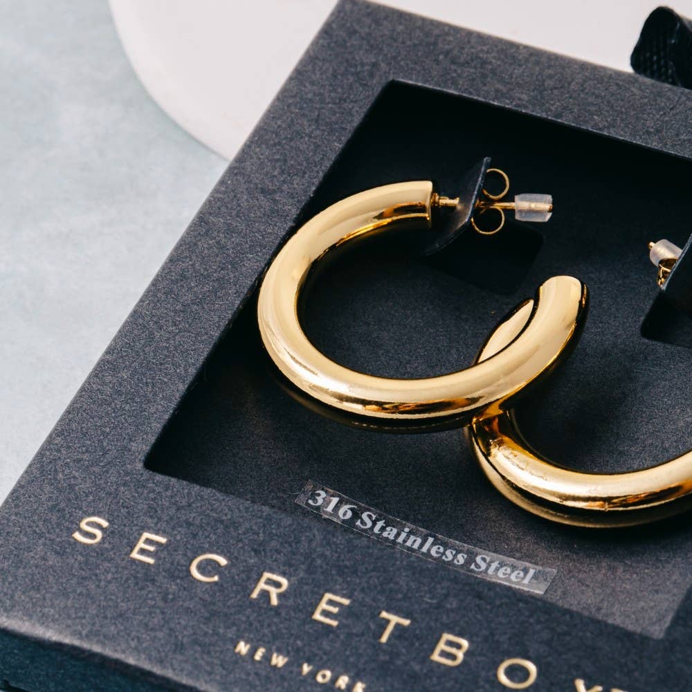 Large Chunky Tube Hoop Earrings