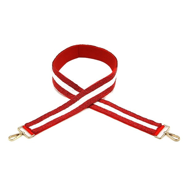 Maroon & White Seed Bead Purse Strap
