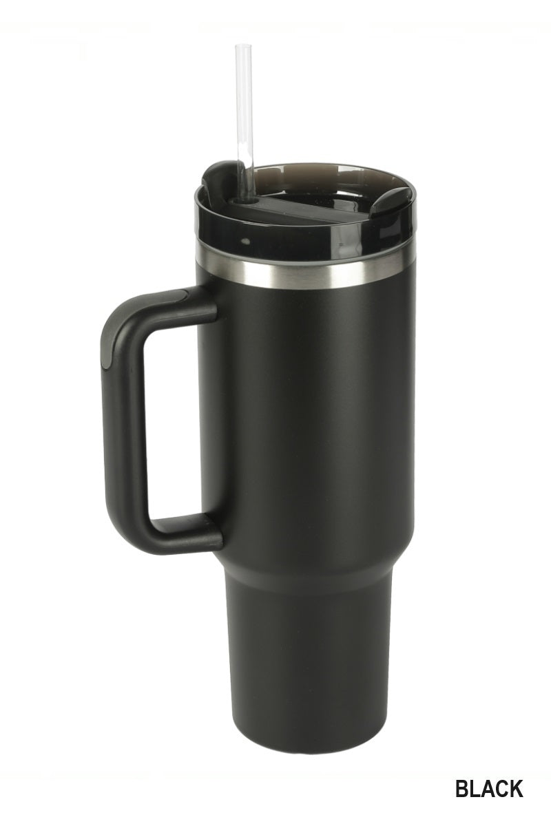 Frosted Stainless Handle Large Cup with Straw 40oz