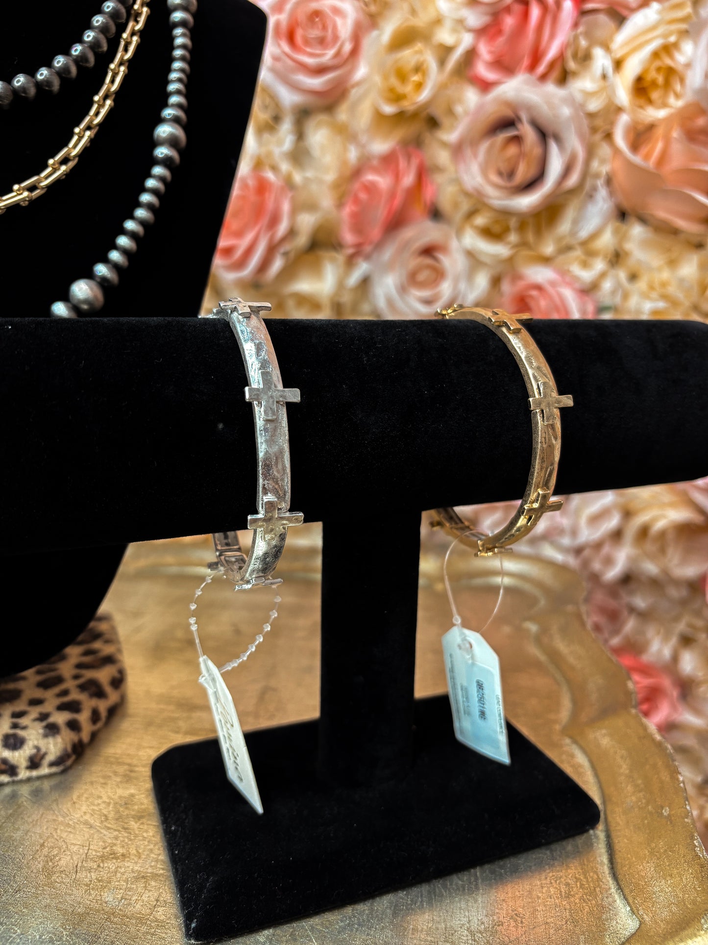 Hammered Cross Bracelet