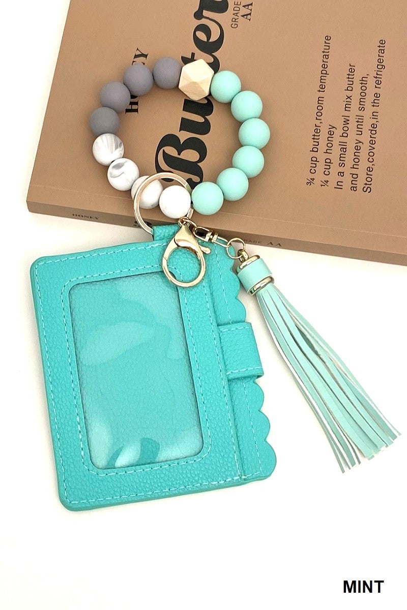 Beaded Bracelet Keychain Card Holder Wallet
