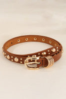 Brown Faux Gold Studded Belt