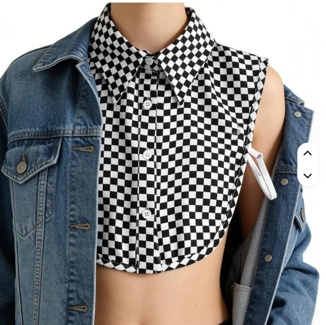 Checkered Faux Collar