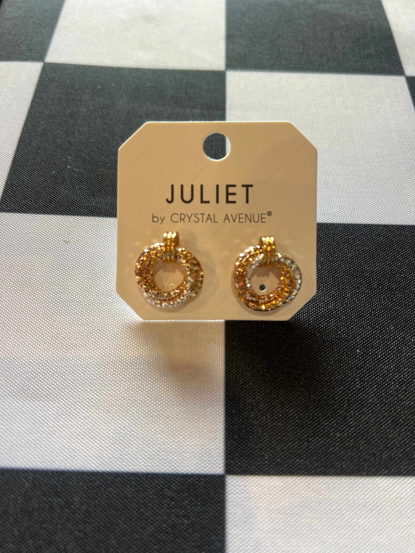 Tri-Tone Mini Door Knocker Earrings