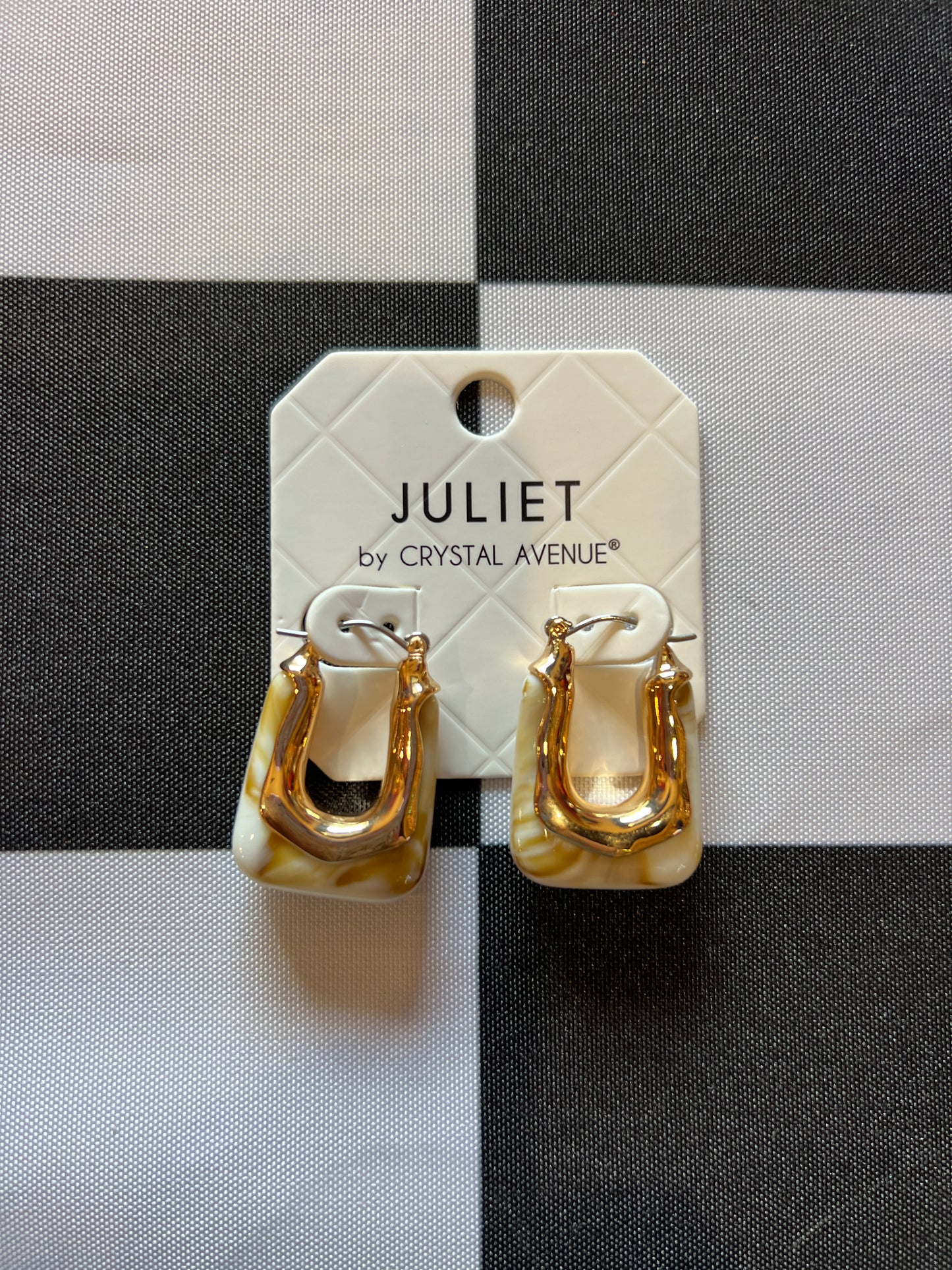 Orbit White & Goldtone Hoop Earrings