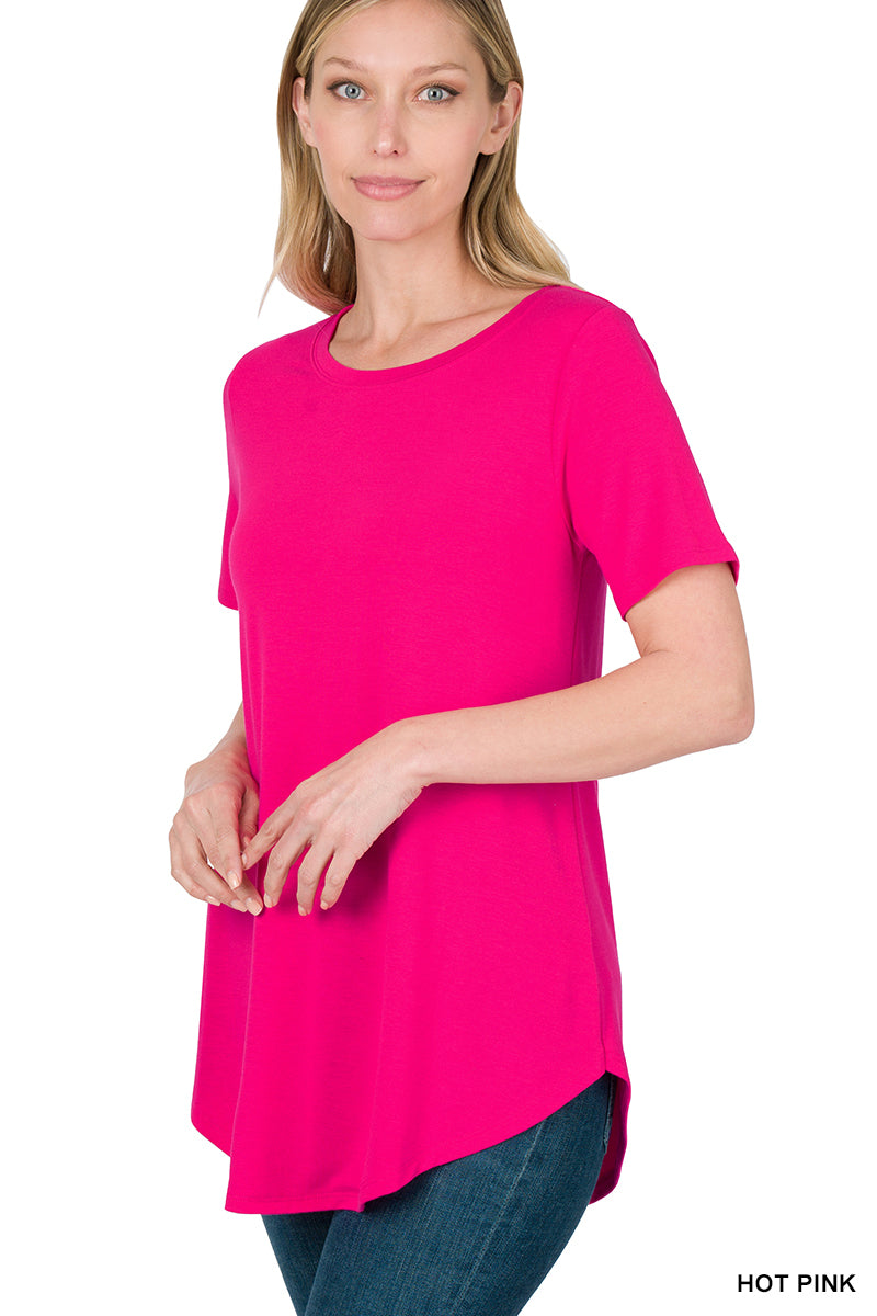 Short Sleeve Round Hem Top