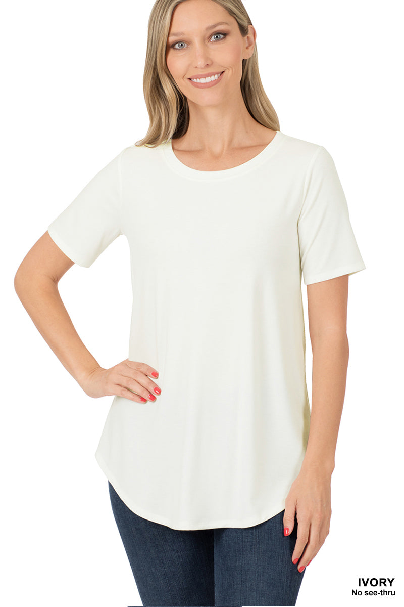 Short Sleeve Round Hem Top