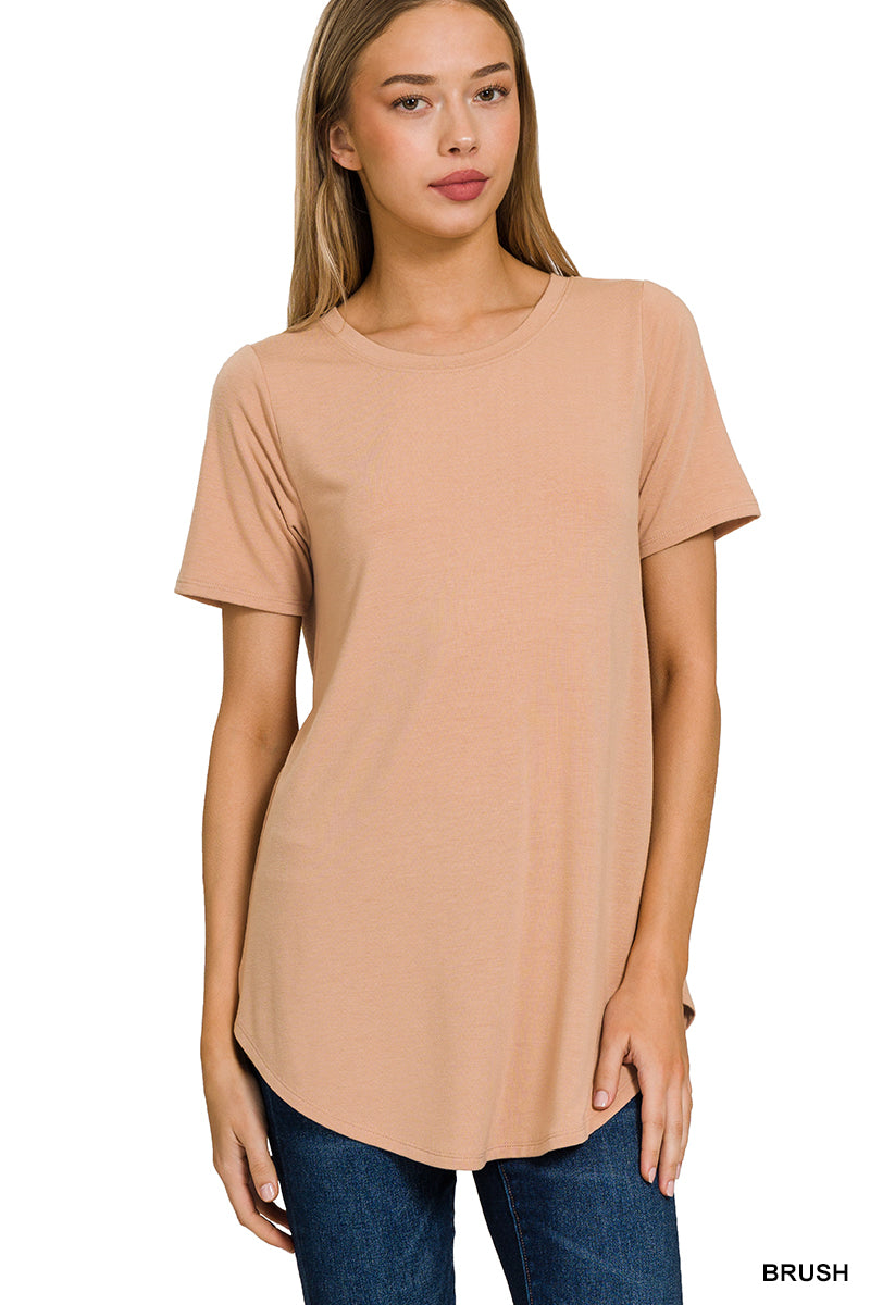 Short Sleeve Round Hem Top