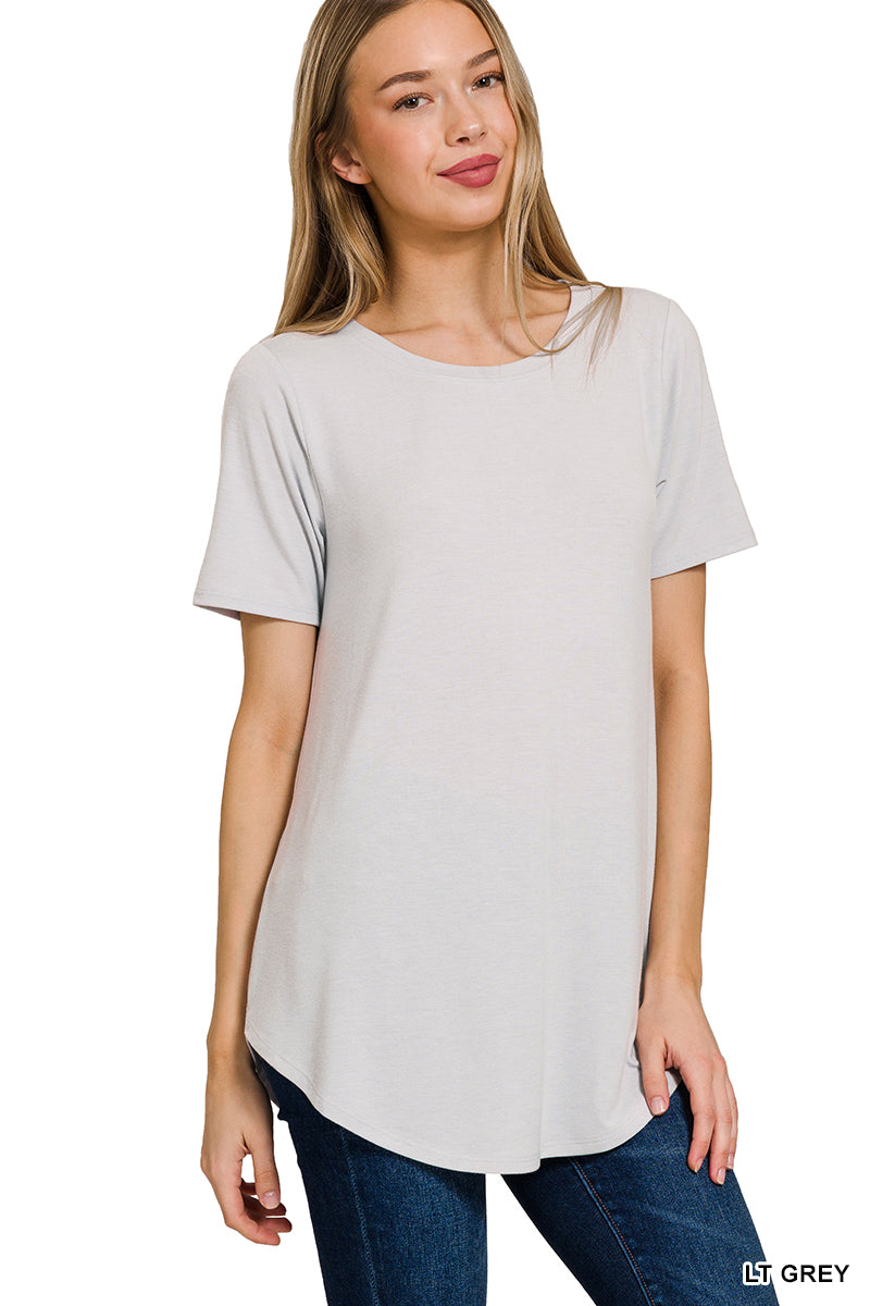 Short Sleeve Round Hem Top