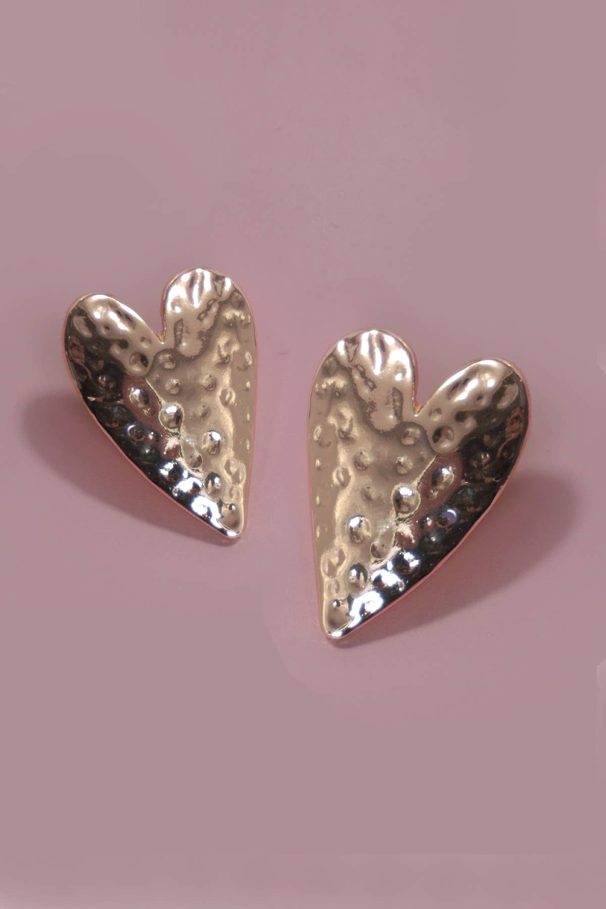 Hammered Heart Stud Earrings