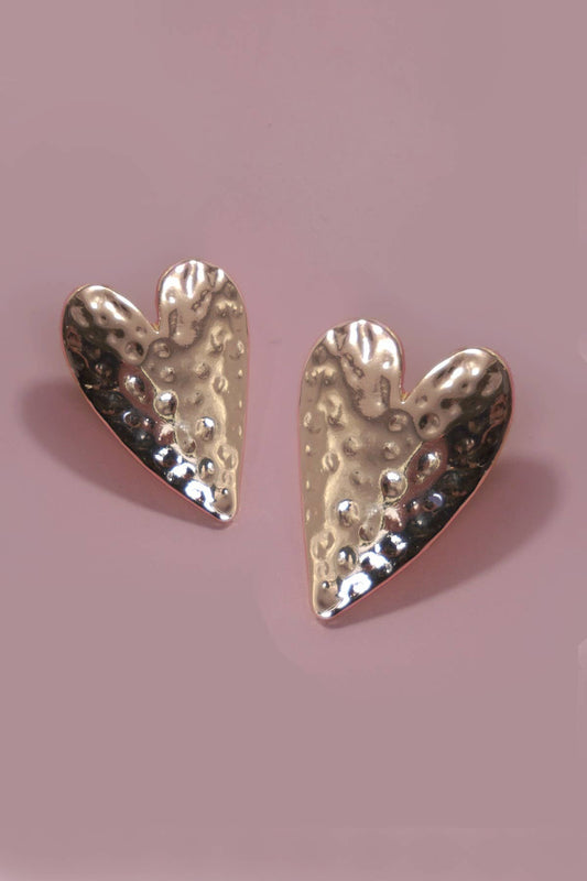 Hammered Heart Stud Earrings