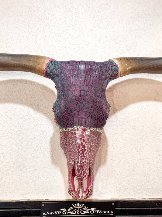 Pink Gator Lady – 62” Longhorn Statement Skull