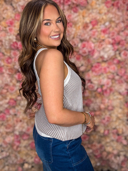 Taupe Ribbed Knit Sweater Tank