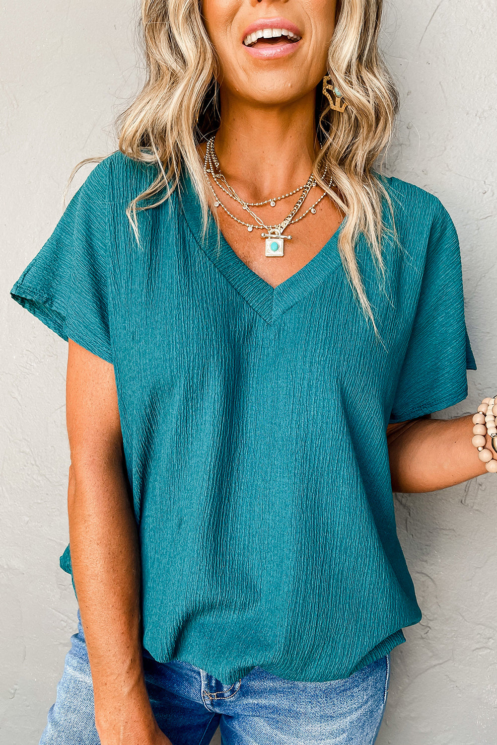 Blue Sapphire V Neck Top