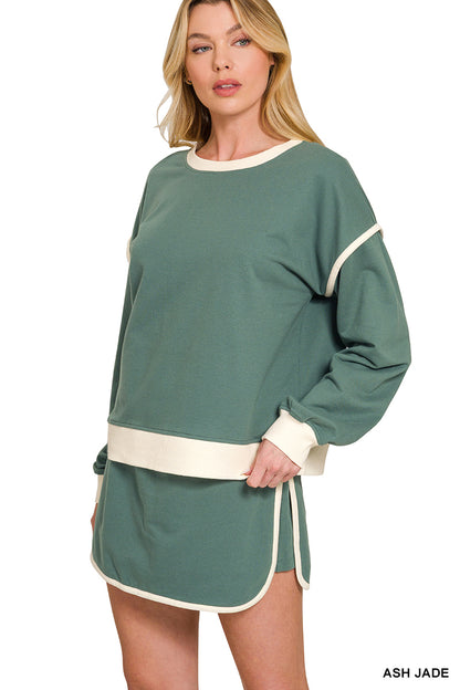 Colorblock Pullover And Skort Set
