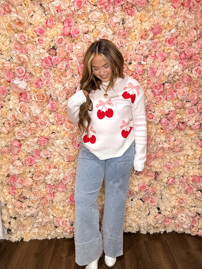 Pink Cherries + Bows Sweater