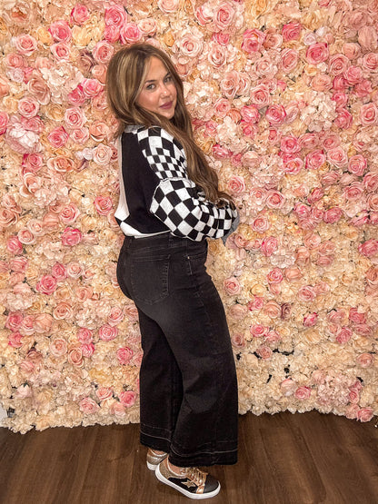 Black Raw Hem Straight Leg Jeans