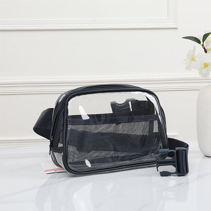 Mesh Front Pocket Belt Bag Clear in Navy