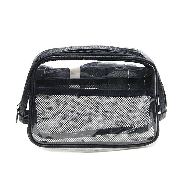 Mesh Front Pocket Belt Bag Clear in Navy