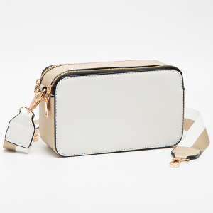 Two Tone Guitar Strap Crossbody Bag White Gold