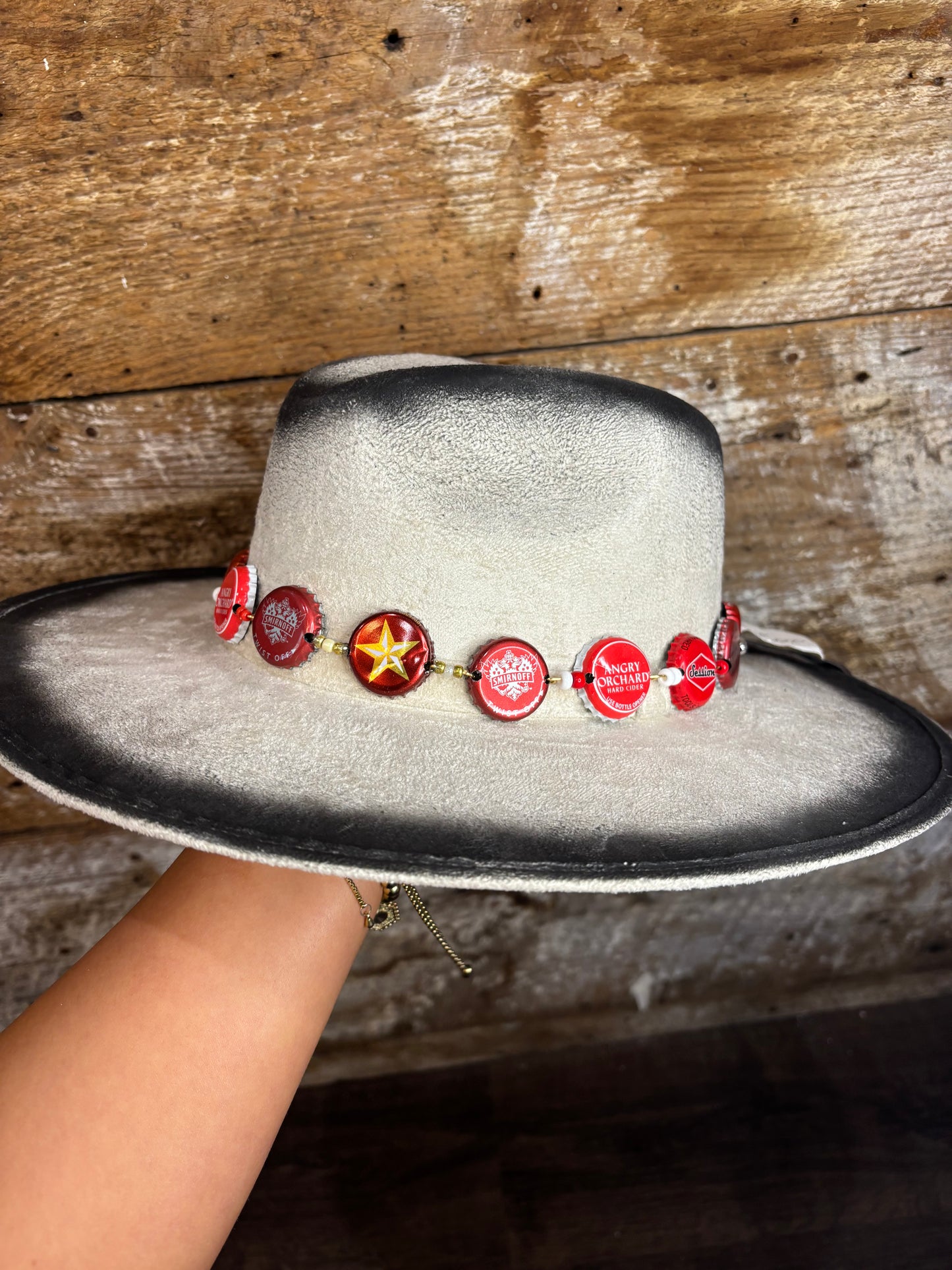 Handmade All Red Bottle Cap Hat Band