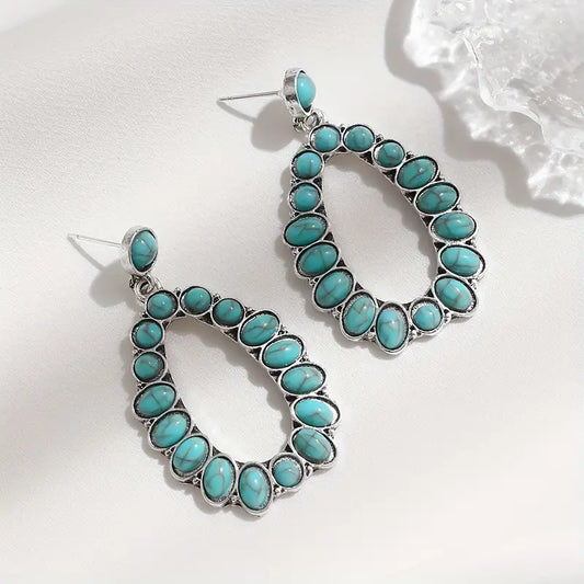 Boho Teardrop Earrings in Turquoise