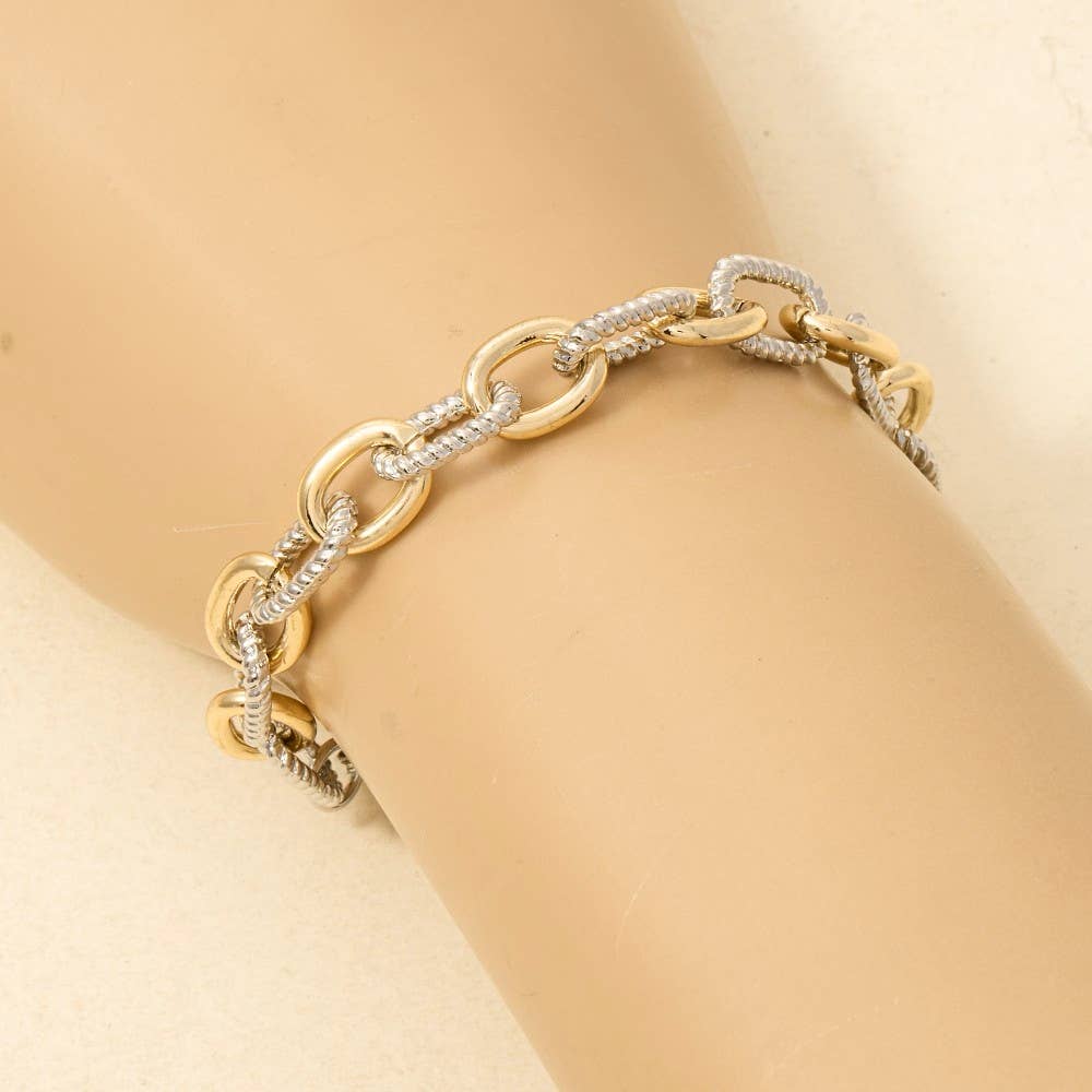 Mixed Metal Chain Link Bracelet