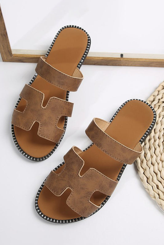 Tan H Leather Sandals