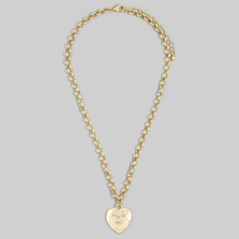 Hammered Heart Rolo Chain Necklace