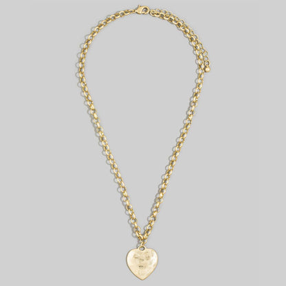 Hammered Heart Rolo Chain Necklace