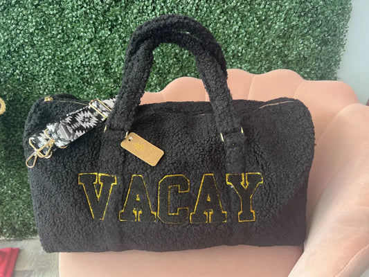 Black VACAY Sherpa Duffle