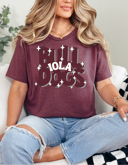 Iola Bulldogs White Star Tee