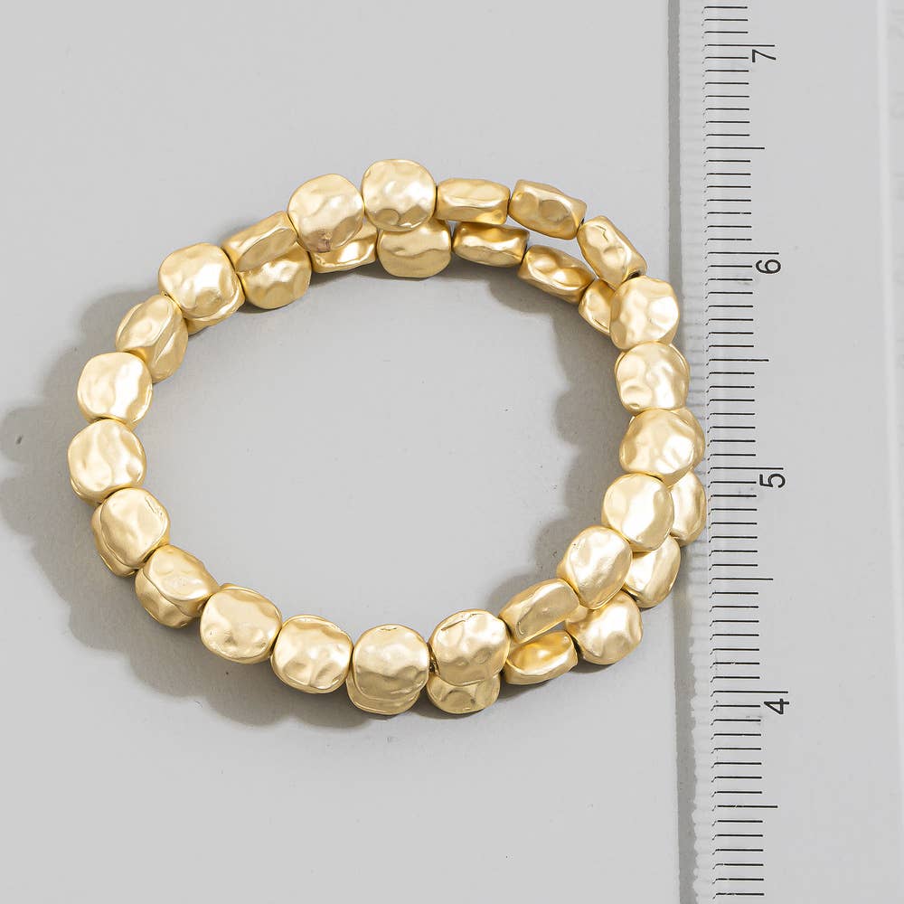 Hammered Nugget Bead Bracelet Set