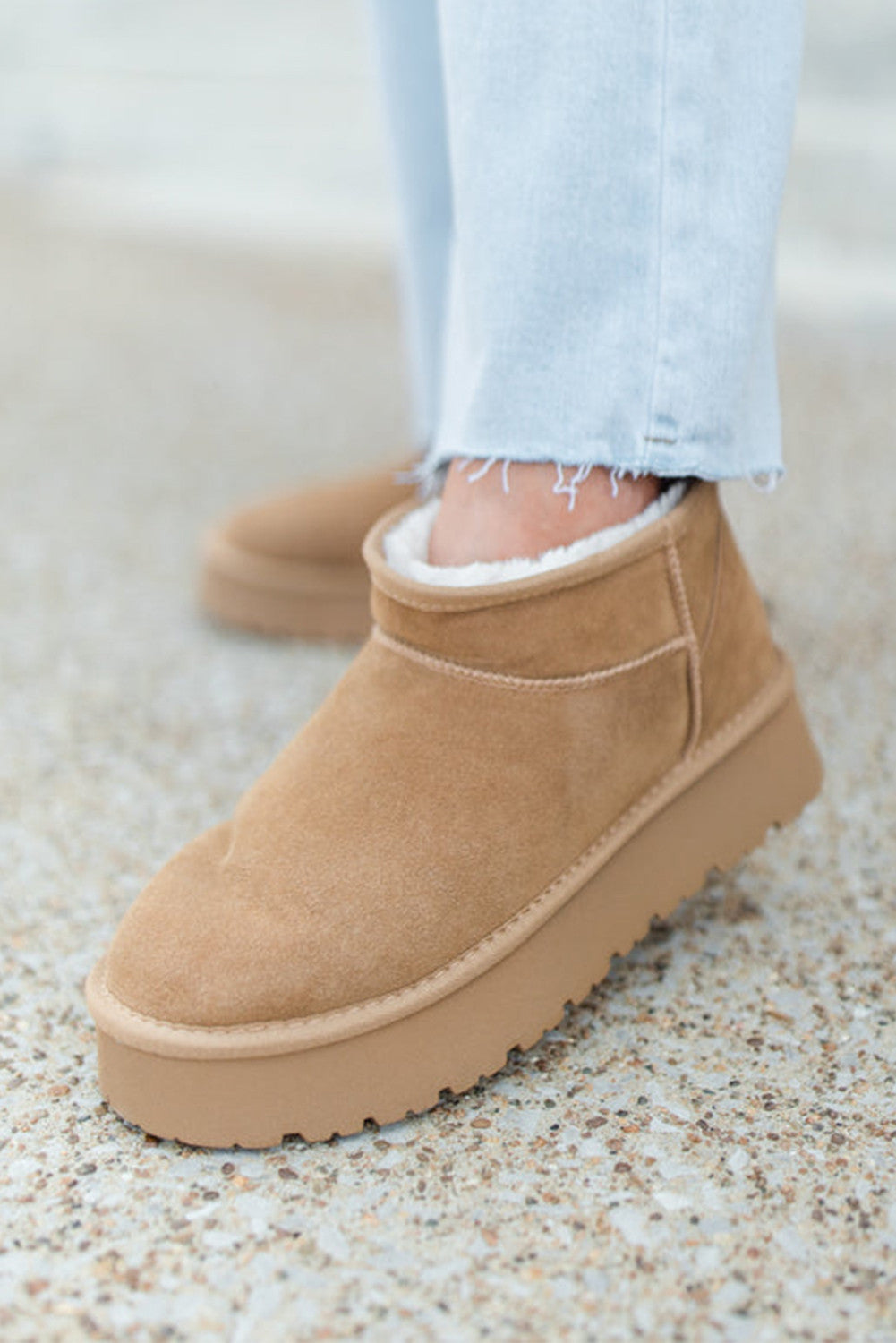 Tan Fur Lined Ankle Boots