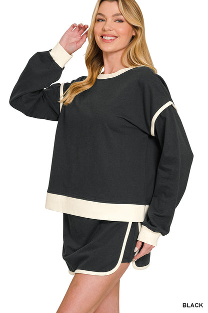 Colorblock Pullover And Skort Set
