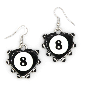 Western Heart 8 Ball Navajo Stone Black Earrings