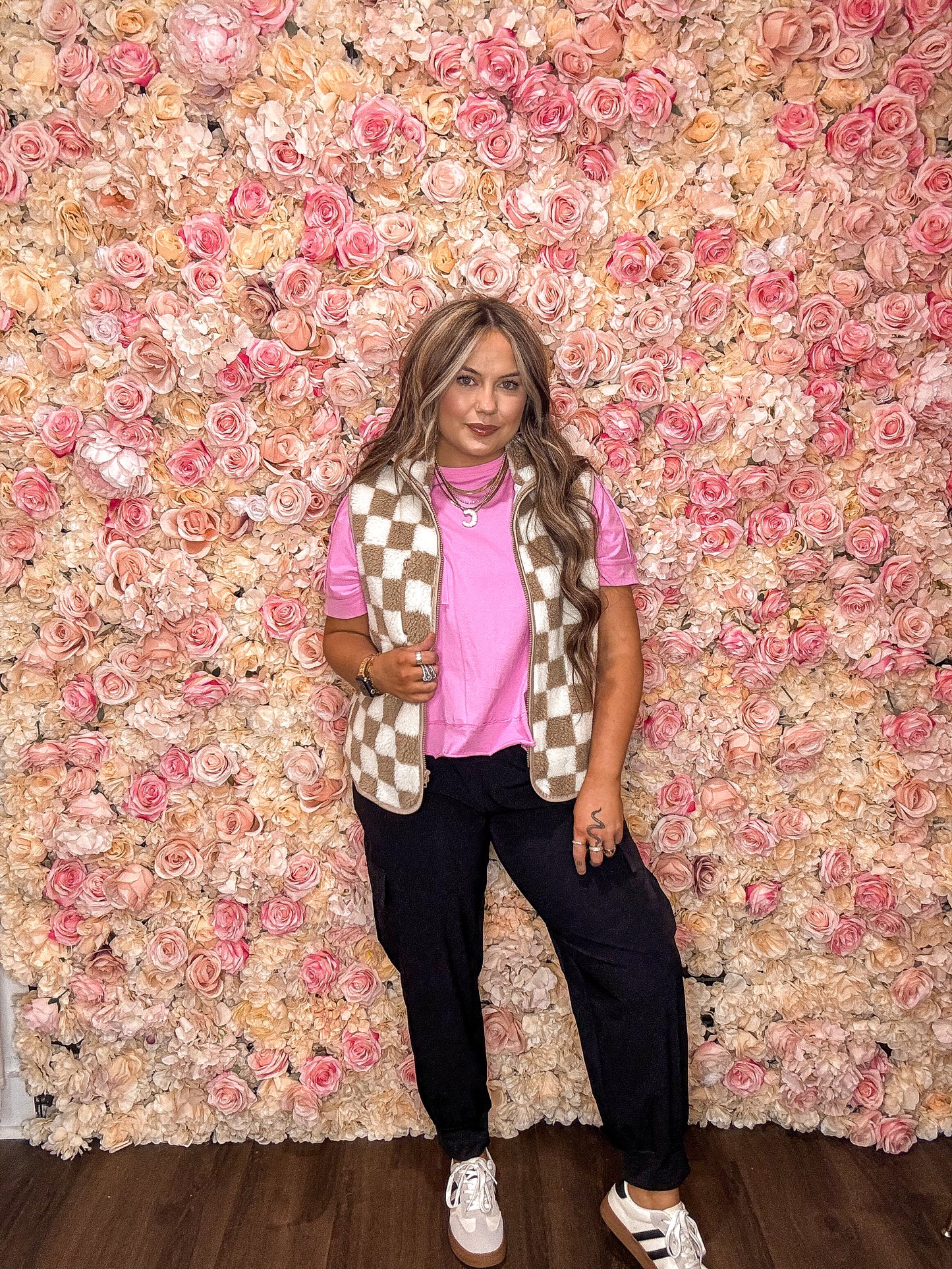 Cocoa Checkered Sherpa Vest